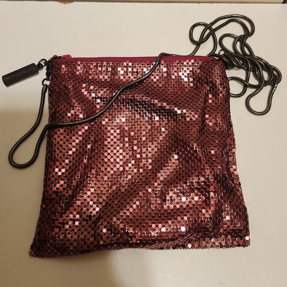 NEW Whiting & Davis Raspberry Metal Mesh Evening Bag Studio 54 Glamour $125